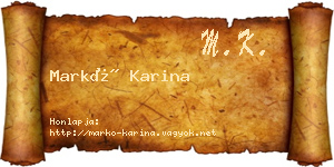 Markó Karina névjegykártya